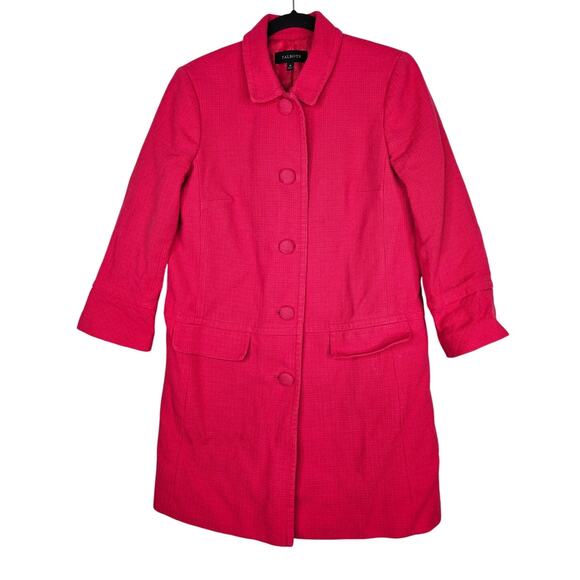 Talbots 10 Pink Coat Cotton Blend Classic Career Button Front Preppy Overcoat - Picture 1 of 4